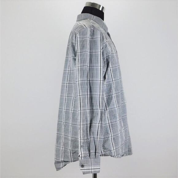 Structure Cotton Gray Checkered Long Sleeve Button Shirt Mens XXL Modern Fit - Picture 4 of 7